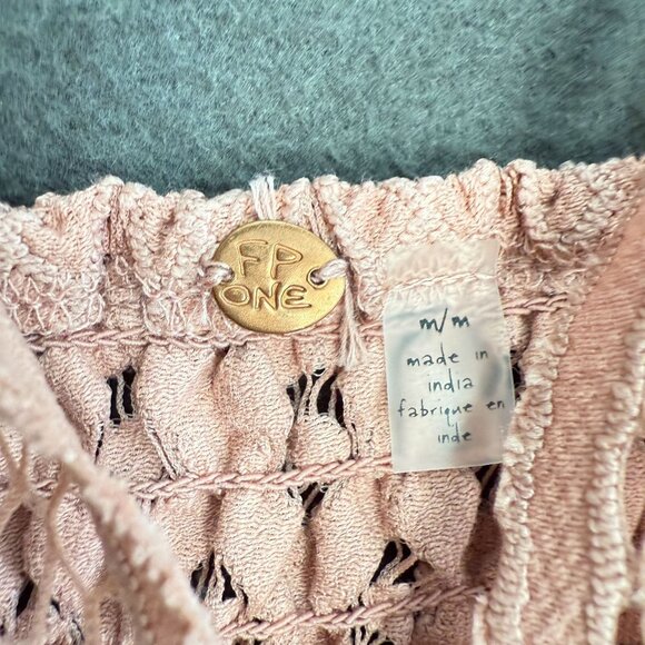 Free People One Lace Crochet Adella Slip Dress Women Medium Nude Pink - Picture 5 of 11